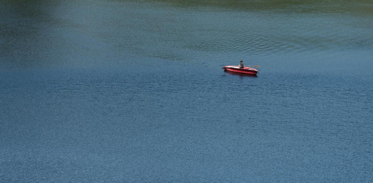 einsames Boot auf dem Körbersee (c) Johannes Fink